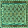 thumbnail image 1 of Ahgly Company Indoor Square Southwestern Turquoise Blue Country Area Rugs, 5' Square, 1 of 4