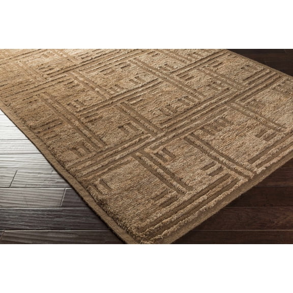 Hauteloom Oriskany Wool Living Room, Bedroom Area Rug - Natural Fibers - Dark Brown, Medium Brown - 5' x 8'