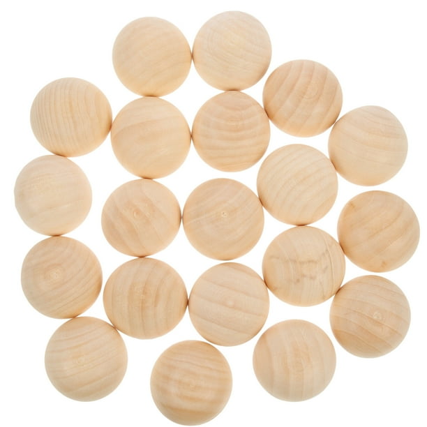EeaseMX 20 mini esferas de madera semiesféricas sin terminar, ideales para proyectos de bricolaje, manualidades infantiles (amarillo claro, 40 mm)