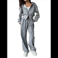 thumbnail image 1 of Chándal de Terciopelo de Dos Piezas para Mujer, Conjunto Deportivo de Dos Piezas con Capucha y Bolsillos. Gris M, 1 of 10