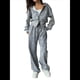 thumbnail image 1 of Chándal de Terciopelo de Dos Piezas para Mujer, Conjunto Deportivo de Dos Piezas con Capucha y Bolsillos. Gris L, 1 of 10