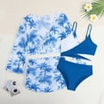 thumbnail image 2 of CAUYDY Toddler Girls Swimsuit 3Pcs Sets 1 x Girls Bikini Swimsuit + 1 x Bikini Bottoms + 1 x Cover Ups Kid Girls Swimsuit Sets 5T 6T 7T Girls Summer Swimwear (Sizes 150,F02-Blue), 2 of 9