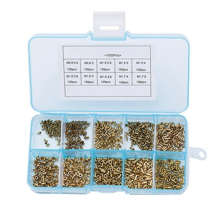 

JUNTEX 1000 PCS Tubular Rivets M0.9 M1.3 M1.5 M1.7 Hollow Rivet Nuts Assortment Kit