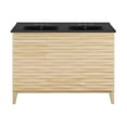 thumbnail image 3 of Cascade 48 in. Natural Oak, Double Basin Bathroom Vanity With Black, 3-Hole Ceramic Sink Top, 3 of 8