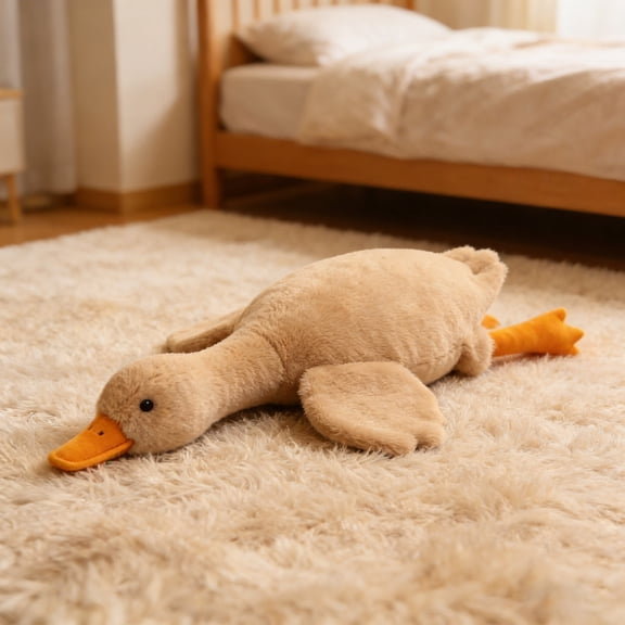Goose Stuffed Animal Pillow, Cute Giant Brown Goose Stuffed Animal Duck Plush, Swan Brown, It's a for Everyone 62.4 inch.