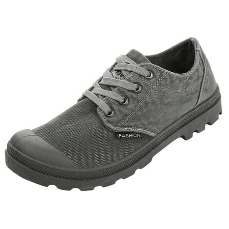 

Yoslce Mens Shoes Casual Low-Top Lace-Up Canvas Shoes Students Classic Non-Slip Hiking Shoes Black Shoes Gray 45