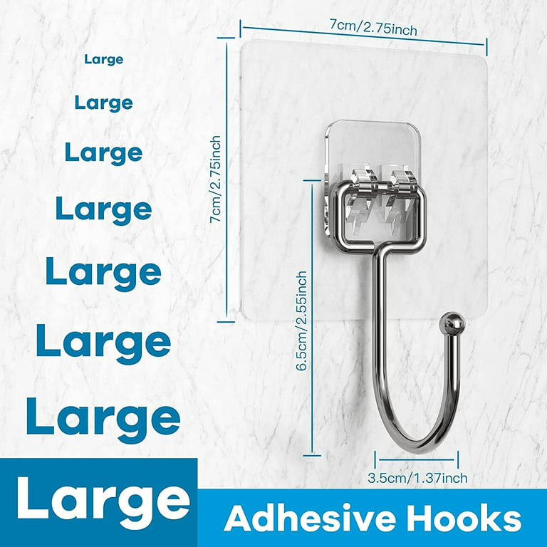 10 Pieces Large Wall Hooks for Hanging Heavy Duty 22lb(Max),Coat and Towel Adhesive Hooks,Wall Hangers Waterproof and Oilproof for Bathroom,Kitchen