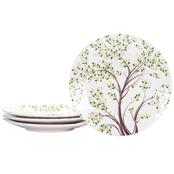 Bico Bird On Tree Ceramic 11 inch Dinner Plates, Set of 4, for Pasta, Salad, Maincourse, Microwave & Dishwasher Safe