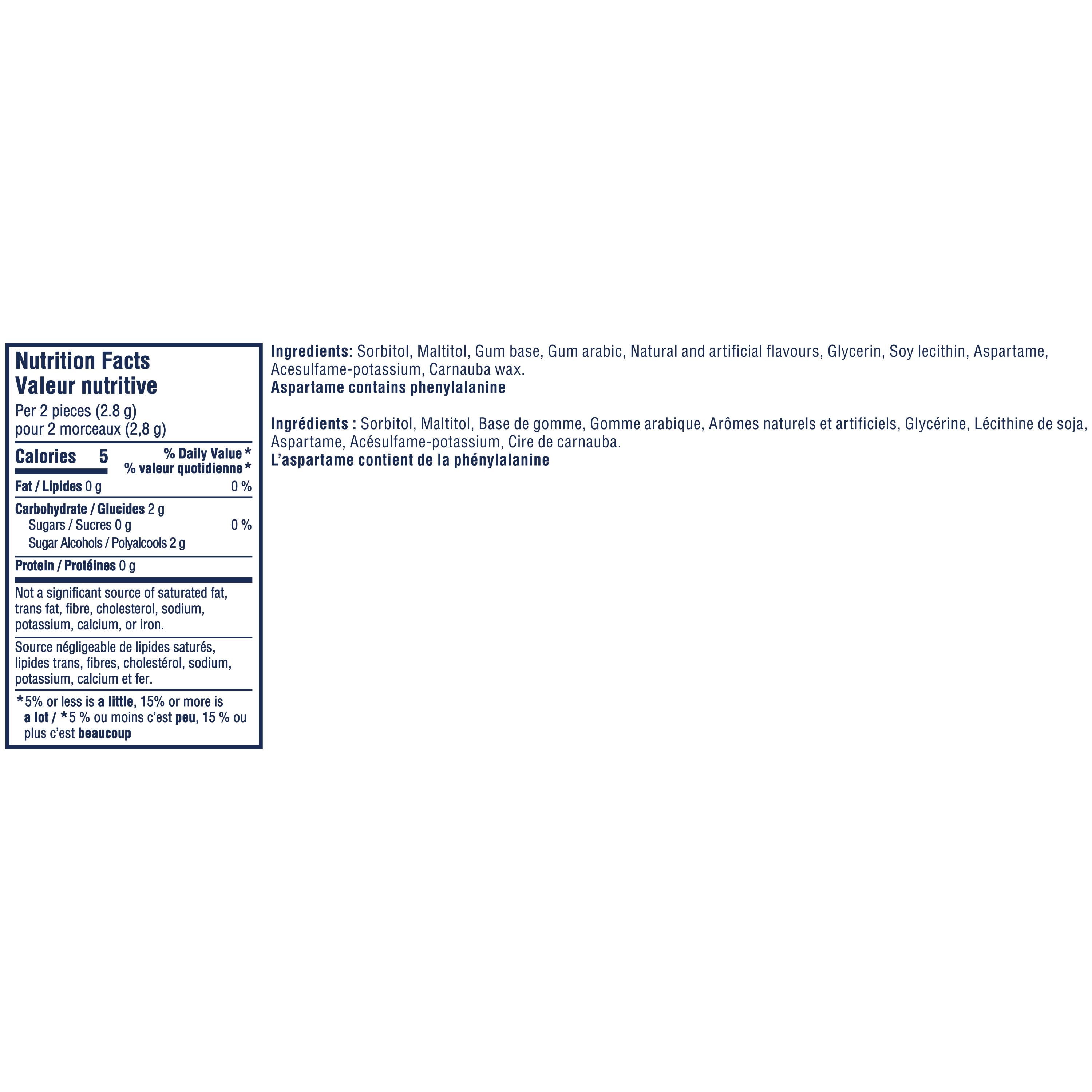 EXCEL, Menthe balloune, gomme à mâcher sans sucre, 18 morc., 3 emb. Emballages de 3, 18 morceaux