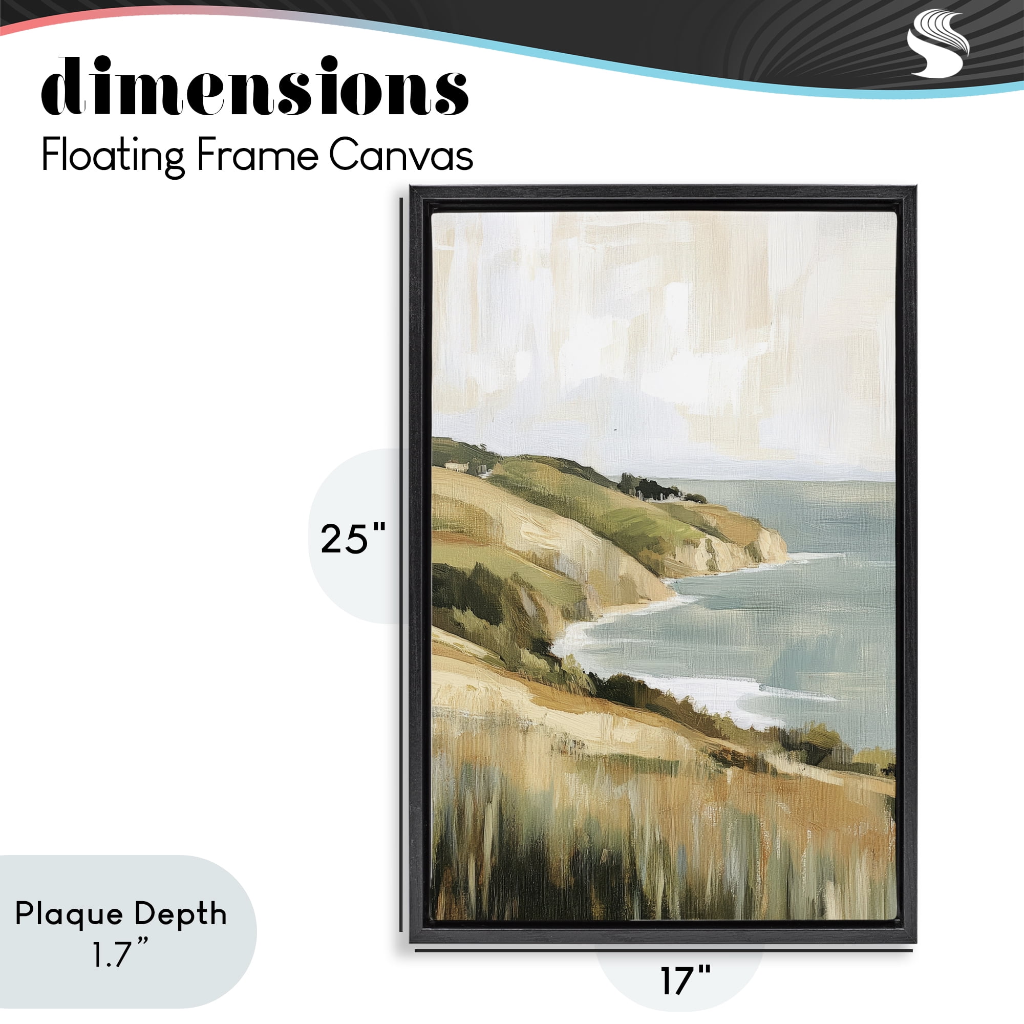 Stupell Industries Serene Cliff Coast Landscape Black Framed Floater Canvas Wall Art, design by Petal Prints Design