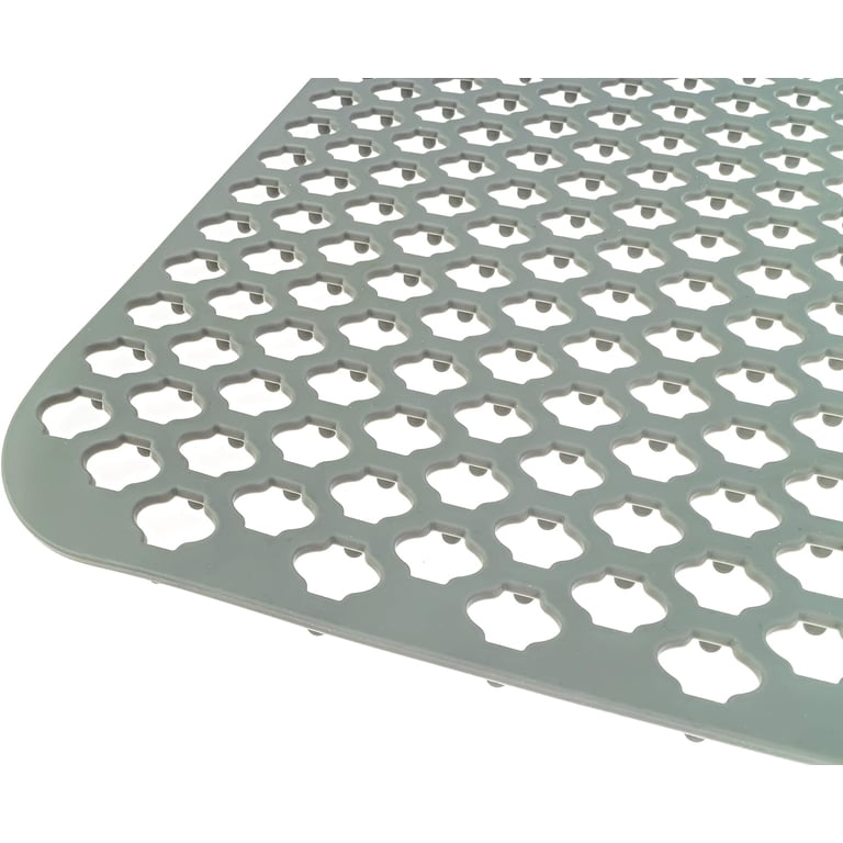 Bestjing Silicone Sink Protector Mat - 13.58x11.6 Inch Non-Slip Grid Mat With Rear Drain Hole