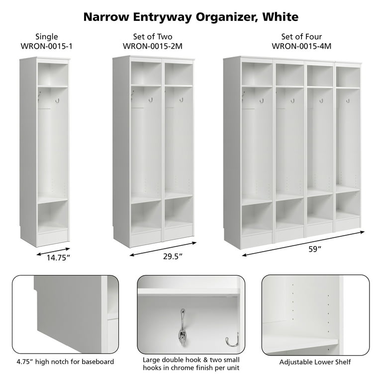 Narrow Entryway Organizer White - Prepac