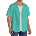 thumbnail image 2 of Wukai Teal Turquoise Men's Casual Short-Sleeve Button Down Shirt,Cuban Shirts for Men,Mens Short Sleeve Dress Shirts-X-Large, 2 of 5