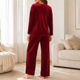 thumbnail image 7 of successthop Womens Velvet Sweatsuit Set 2 Piece Casual Long Sleeve Crewneck Pullover Tops and Pant Solid Tracksuit, 7 of 7