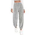 thumbnail image 1 of Gibobby Pantalones para mujer deportivos Pantalones Deportivos De Color Sólido De Otoño E Invierno para Mujer Pantalones Casuales De Felpa(Gris,XG), 1 of 5