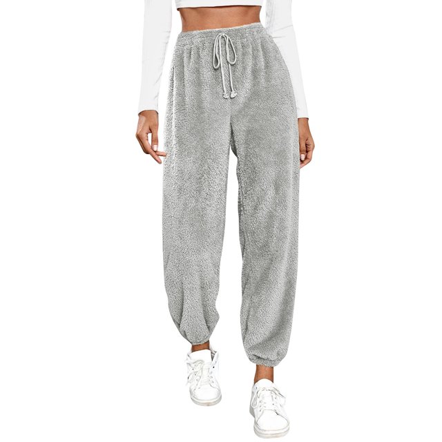 Gibobby Pantalones para mujer deportivos Pantalones Deportivos De Color Sólido De Otoño E Invierno para Mujer Pantalones Casuales De Felpa(Gris,XG)