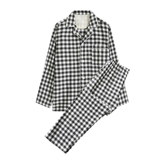 LSLJS Ensembles de Pyjama pour Hommes Décontractés Vêtements d'Intérieur Hauts à Manches Longues Pantalons Col Rabattu Pyjamas de Nuit Ensembles de Détente, Vêtements de Nuit pour Hommes Cadeaux pour Hommes