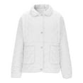 thumbnail image 5 of ClodeEU Women's Quilted Coat,Lapel Zip Up Jacket With Pockets,Long Sleeve Loose Fit Jacket White,Womens Plus XXL, 5 of 7