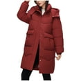 thumbnail image 2 of LOVZFMLL Vestes pour Femmes Hiver Décontracté Ample Mode Poche Couleur Manteau Long Réversible à Fermeture Éclair, 2 of 5