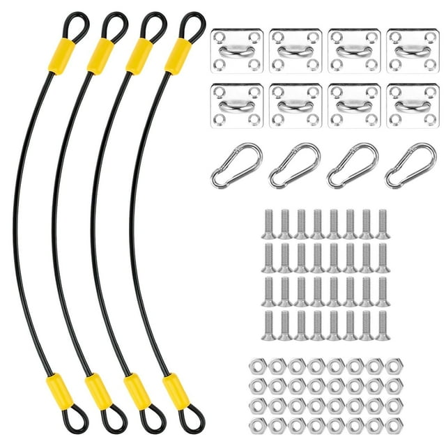 4 PCS Universal Trash Can Locks, Stainless Steel Garbage Can Lid Lock with Carabiner Clip, Strap Lid Lock for Trash Cans, Prevents Animal Access - Fits All Sizes of Outdoor Garbage Bins