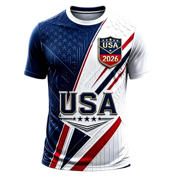 2026 Soccer Cup Fan USA Soccer Short Sleeve Shirts Football Team Casual Crew Neck Tee