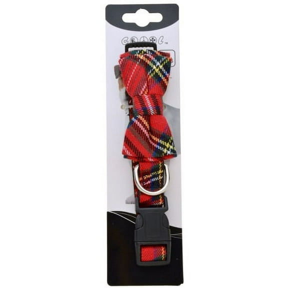 Red Plaid Dog Bowtie and Collar Combo Scottish Tartan Small dogs