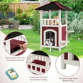 thumbnail image 5 of Yardi Yard 2-Story Wooden Cat House with Asphalt Roof Balcony and Rain Curtain-Red & White锛孋at Houses for Outdoor/Indoor Cats, Warm Feral Cat Shelte, Cat Furniture, 5 of 9