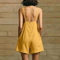 thumbnail image 6 of Lcziwo Cotton Shorts Jumpsuits for Women Spaghetti Strap Wide Leg Loose Overalls Summer Vacation Casual Trendy Tank Rompers with Pockets Yellow,M, 6 of 8