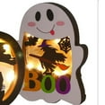 thumbnail image 3 of XIEULQP Halloween Lighted Wooden Table Decoration, Ghost Pumpkin Tabletop Centerpieces LED Boo Spooky Sign for Trick or Treat Halloween Party Dinner Coffee Table Topper Tier Tray Room Decor, 3 of 5