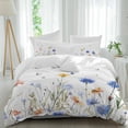 thumbnail image 2 of Spring Floral Bedding 3 Piece Duvet Cover Set Queen Size, Elegant Butterfly Summer Botanical Soft Microfiber Comforter Cover with Zipper Closure & Pillowcases, Wrinkle & FadeResistant Quilt Cover, 2 of 9