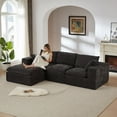 thumbnail image 3 of L Shaped Modern Modular Sectional Cloud Sofa Couch with Ottoman, 4-Seat Upholstery Comfy Sofa Couches with Deep Seat, Chenille Cloud Couch Sofa Set for Living Room, Apartment, Black, 3 of 7