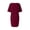 Burgundy, variant on Women's full size round neck half sleeve dress with pockets crafted in one hundred percent polyester fabric for everyday wear