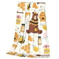 thumbnail image 3 of Bingfone Cute Bee Honey Jar Hive Bear Print Flannel Fleece Blanket Throw Blanket For Bed,Sofa,Couch,Travel,Camping(80"X60"), 3 of 9