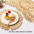 thumbnail image 2 of Jinsinto Set of 4 Round Woven Placemats for Dining Table 11" Small Placemat Natural Woven Rattan Wicker Deep Plates for Christmas Kitchen Table Mat, Beige, 2 of 5