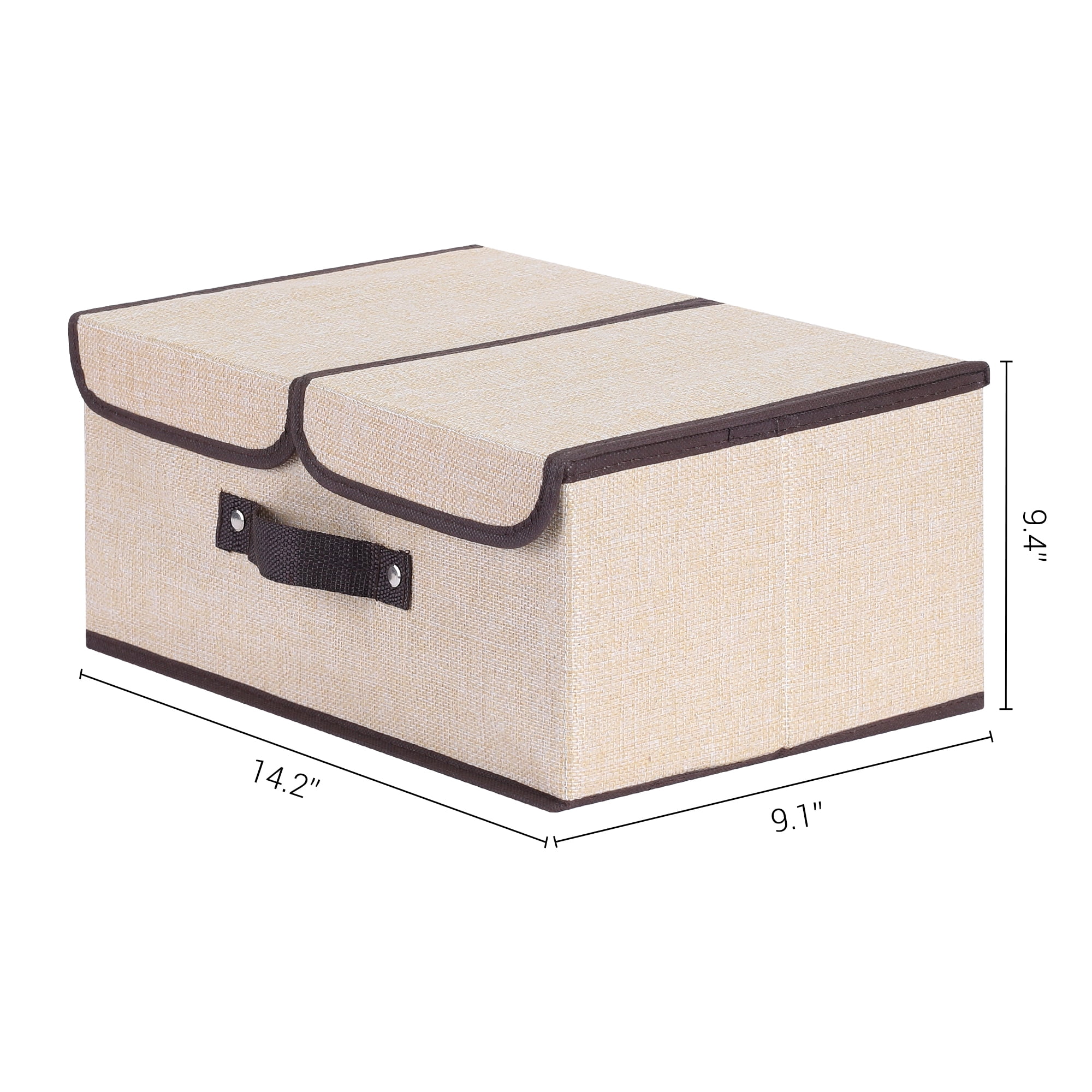 Unique Bargains Collapsible Storage Bin Basket with Handle for Shelves Organization Beige