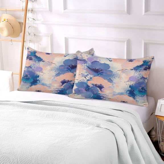 Pillow Case Plush Pillow Blue Flowers Paintting Case standard size/King size/Queen size Bed Pillow Pillowcases
