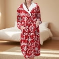 thumbnail image 2 of Women's Fleece Plush Robe Long Warm Plush Bathrobe Loungewear Jacket Printed Comfort Robe, 2 of 5
