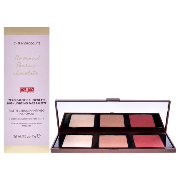 Paleta de resaltadores de chocolate sin calorías - 001 Cherry Chocolate de Pupa Milano para mujeres - Resaltador de 0.315 oz