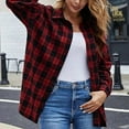 thumbnail image 2 of Women's Jacket Plaid Flannel Shirts Loose Fit Boyfriend Button Down Lapel Shirt Trendy Jacket, 2 of 6