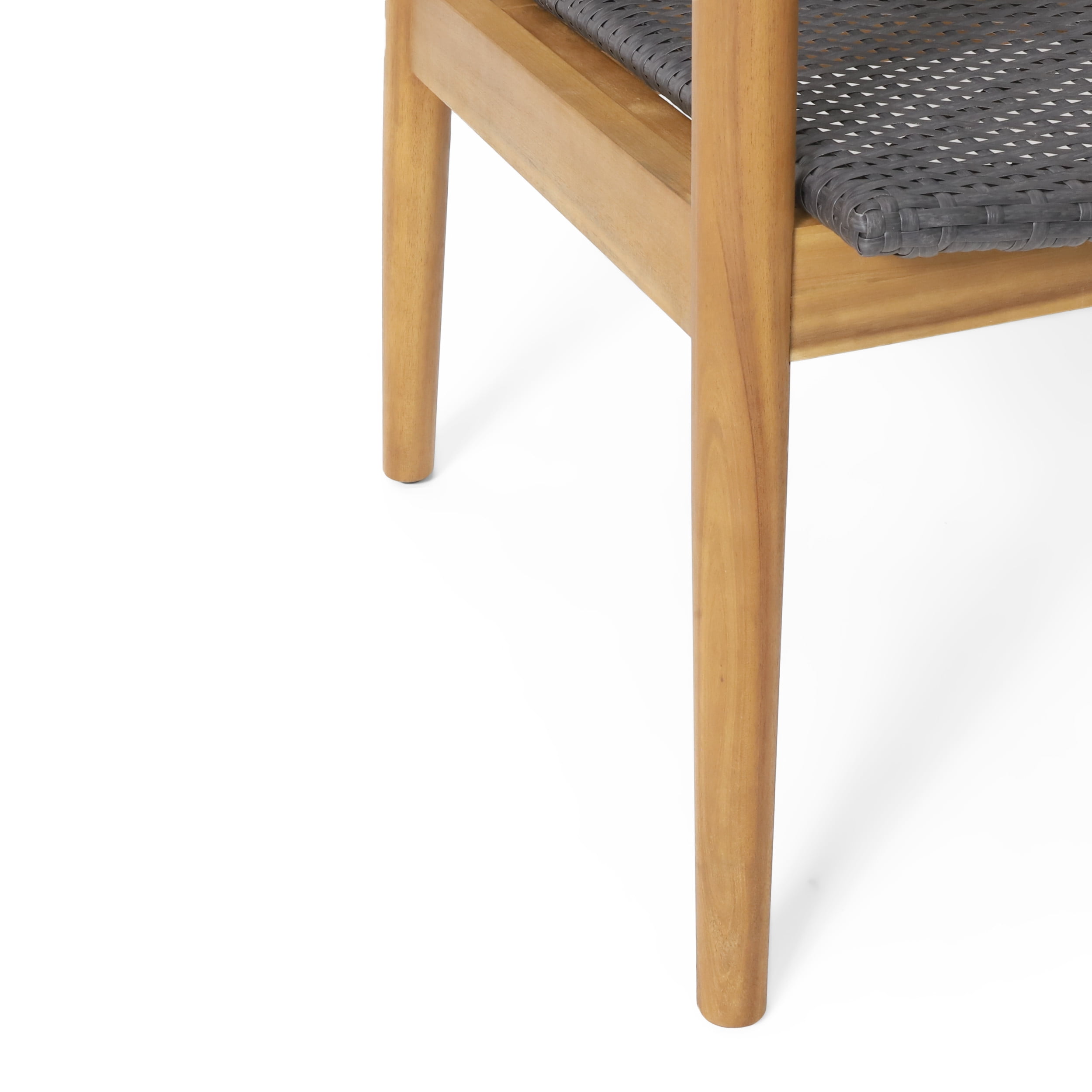 Remuda Wicker and Acacia Wood Outdoor Club Chairs, Set of 2, Gray and Teak