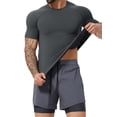 thumbnail image 3 of Deago Men's Workout Slim Fit T Shirts Short Sleeve Gym Bodybuilding Muscle Shirt Athletic Fitness Tee Tops (Gray, S), 3 of 7