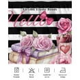 thumbnail image 6 of White Black Striped Bed Skirt California King Size 18 Inch Drop, Hello Pink Rose Love Book Cake Adjustable Elastic Dust Ruffles Bedskirt Wrap Around Pleated Mattress Frame Cover, 6 of 9