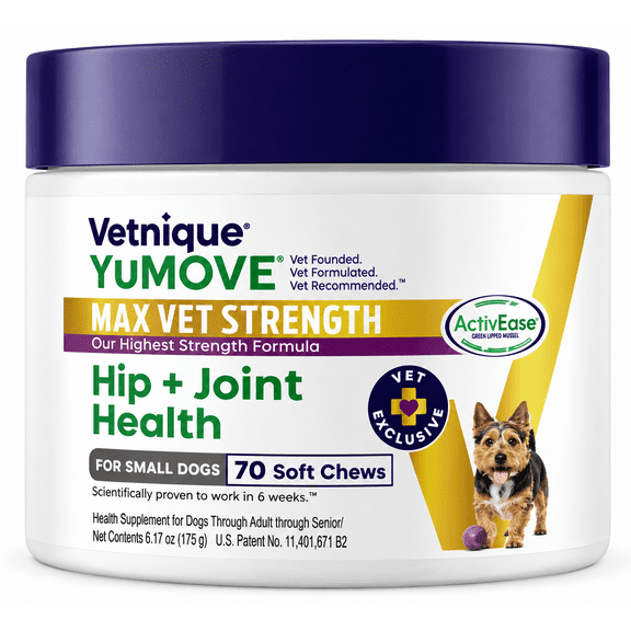 Vetnique YuMove Max Vet Strength Hip & Joint Health for Small Dogs, 70 Soft Chews