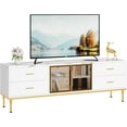 thumbnail image 7 of EliteEdge 65 Inch TV Stand with LED Lights, Modern Entertainment Center with 4 Drawers & Shelves, TV Console Table for 55/65/75 Inch TV, Large Low Profile TV Stand for Living Room, White, 7 of 7