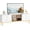 White, variant on Homhougo 65 Inch TV Stand with LED Lights, Modern Entertainment Center with 4 Drawers & Shelves & Glass Doors, TV Console Table for 55/65/75 Inch TV, Large Low Profile TV Stands for Living Room