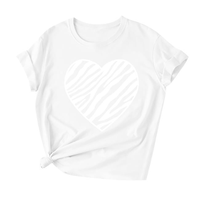 Heliisoer Hauts pour Femmes, Liquidation d'Été Mode Femmes T-shirt à Manches Courtes Imprimé de la Saint-Valentin Hauts Graphiques Fantaisie