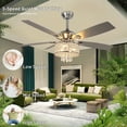 thumbnail image 5 of Depuley 52" Crystal Ceiling Fan with Lights and Remote Industrial Ceiling Fans Light Fixture, 5 Reversible Blades Ceiling Fan Light for Living room,Dining room, E12 base, 5 of 9
