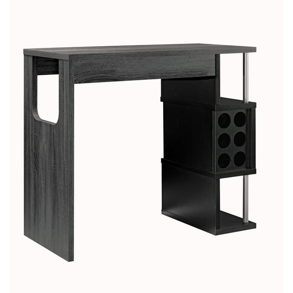 Transitional Style Wooden Bar Table with 3 Tier Side Shelves Gray - Saltoro Sherpi