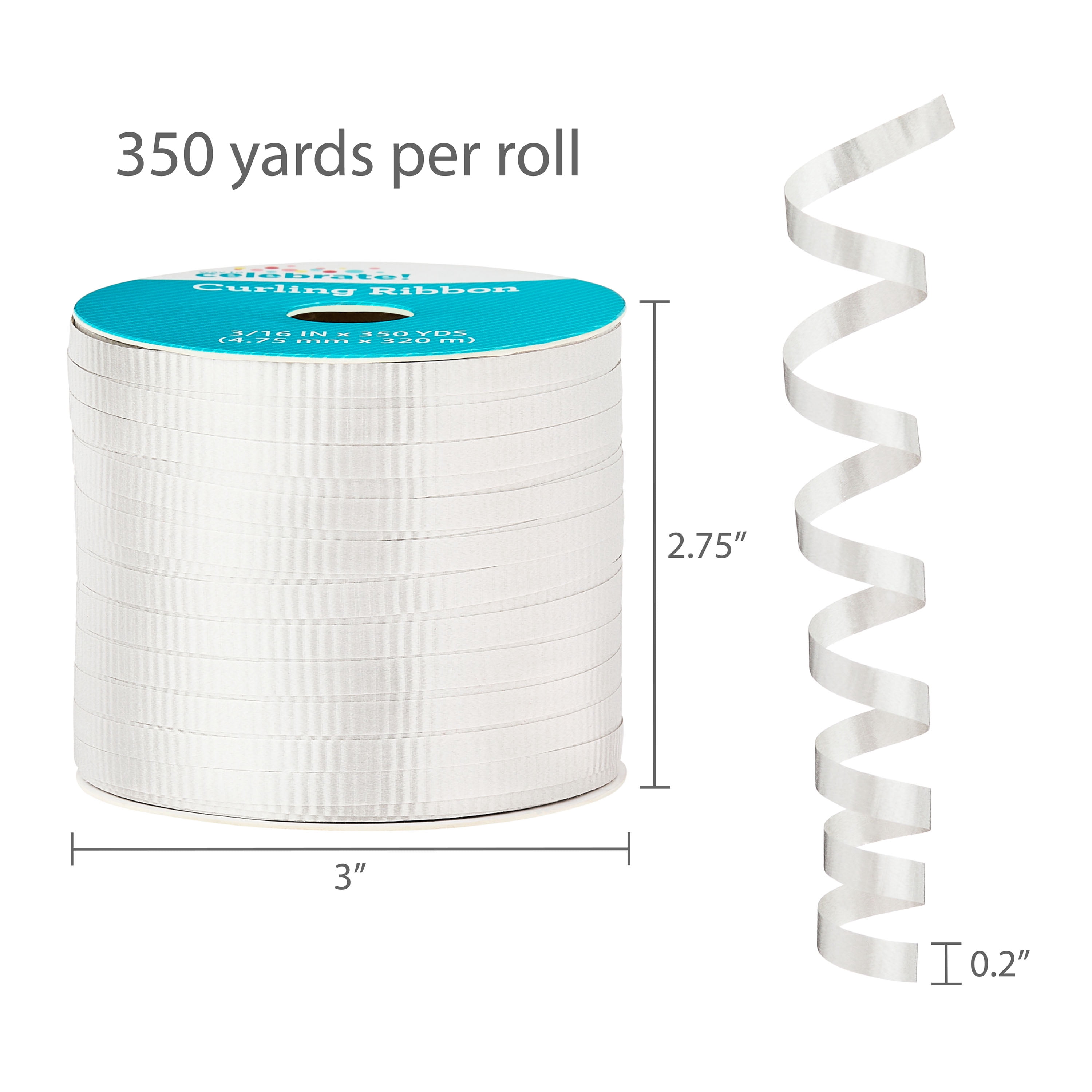 Silver Curling Ribbon, 350 yds, by Way To Celebrate