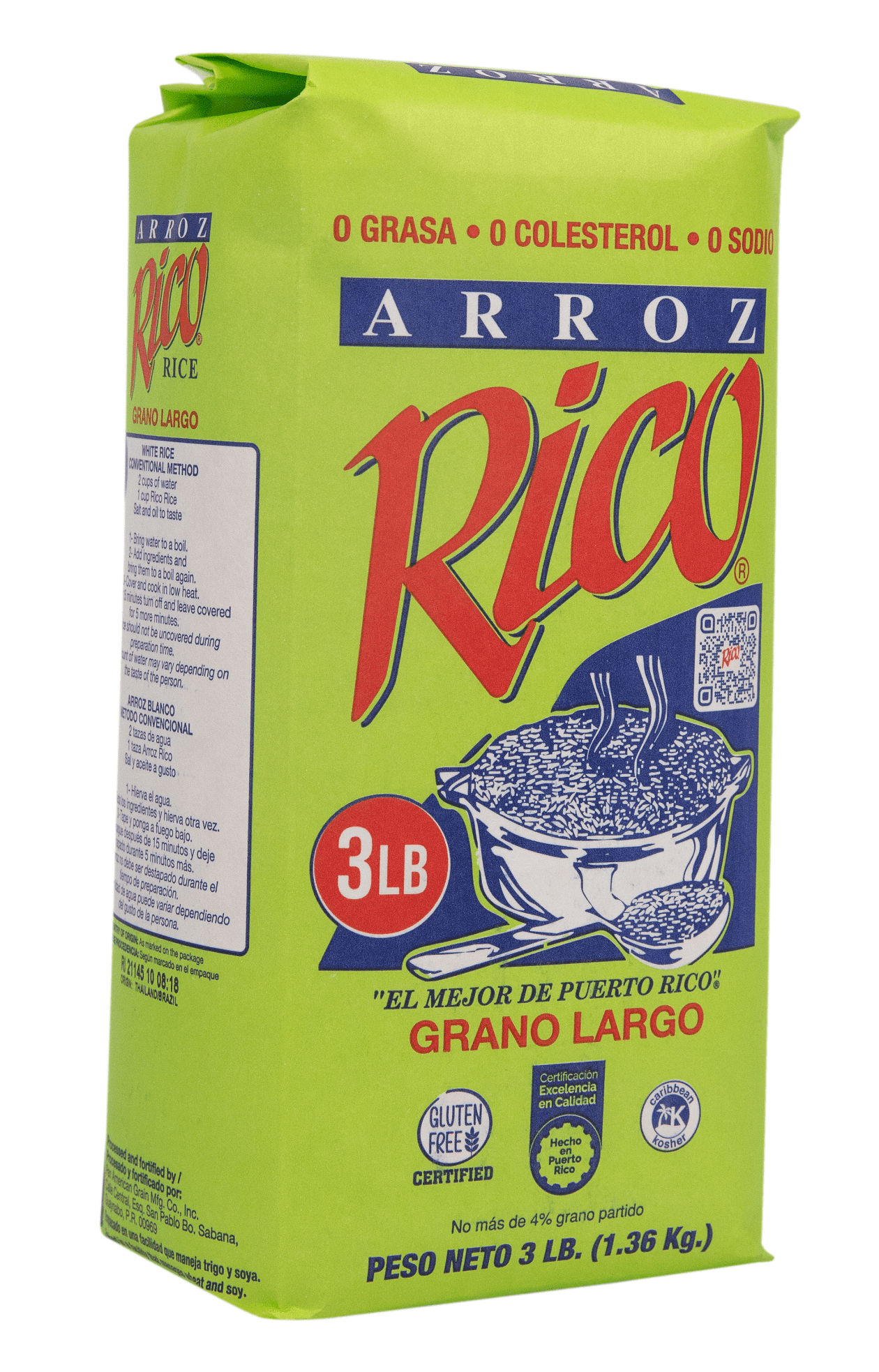 Arroz Rico Rico  Enriched Rice, 3 lbs Panamerican Grain
